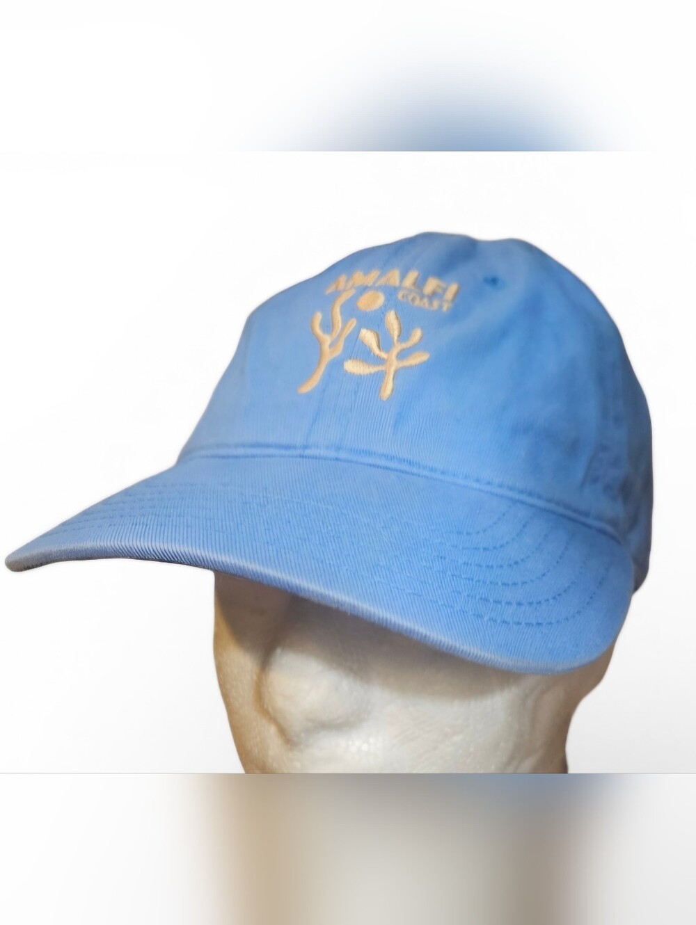Amalfi Coast Light Blue Baseball Cap with Yellow Embroidery. Backstrap ...Nice